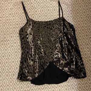1. STATE Black and gold sequin tank top